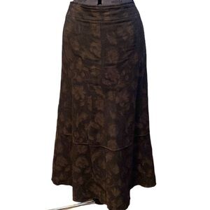 J. JILL Women's Polyester/Wool/Cotton Maxi Flare Skirt Pleat Front Floral Sz 10